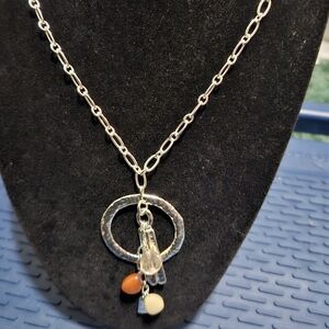 Elegant Silver Necklace with Multi-Color Charms
